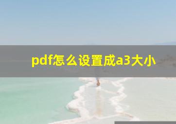 pdf怎么设置成a3大小