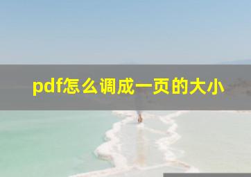 pdf怎么调成一页的大小