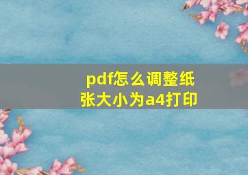 pdf怎么调整纸张大小为a4打印