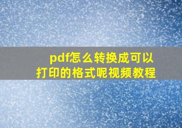 pdf怎么转换成可以打印的格式呢视频教程