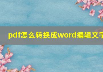 pdf怎么转换成word编辑文字