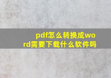 pdf怎么转换成word需要下载什么软件吗