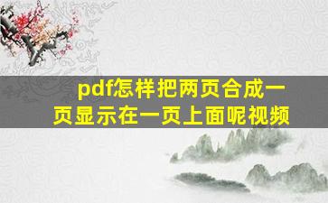 pdf怎样把两页合成一页显示在一页上面呢视频