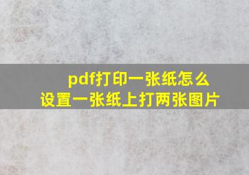 pdf打印一张纸怎么设置一张纸上打两张图片