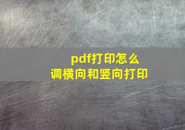 pdf打印怎么调横向和竖向打印