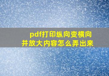 pdf打印纵向变横向并放大内容怎么弄出来