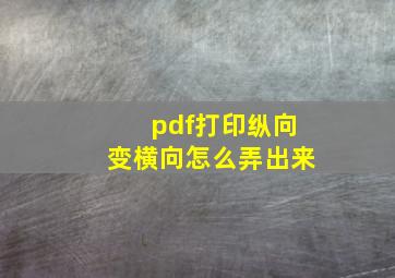 pdf打印纵向变横向怎么弄出来