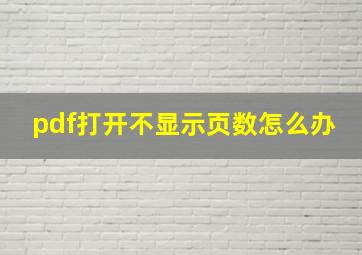 pdf打开不显示页数怎么办