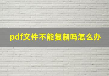 pdf文件不能复制吗怎么办