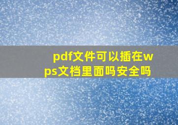 pdf文件可以插在wps文档里面吗安全吗