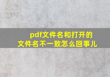 pdf文件名和打开的文件名不一致怎么回事儿