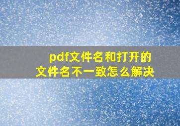 pdf文件名和打开的文件名不一致怎么解决