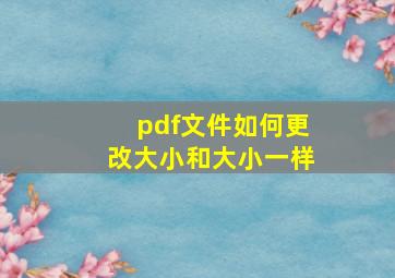 pdf文件如何更改大小和大小一样