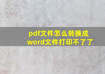 pdf文件怎么转换成word文件打印不了了