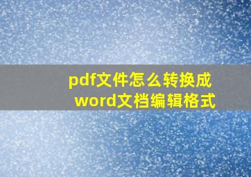 pdf文件怎么转换成word文档编辑格式