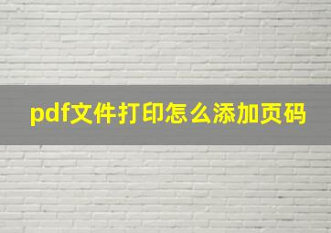 pdf文件打印怎么添加页码