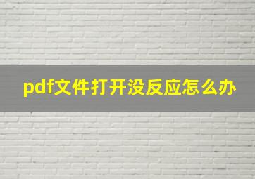 pdf文件打开没反应怎么办