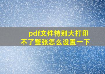 pdf文件特别大打印不了整张怎么设置一下