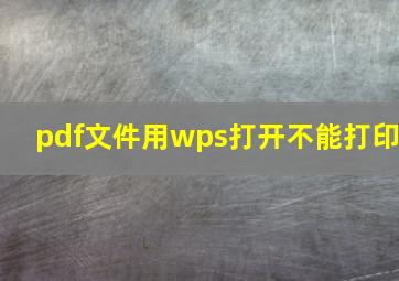 pdf文件用wps打开不能打印