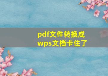 pdf文件转换成wps文档卡住了