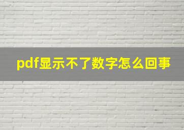 pdf显示不了数字怎么回事