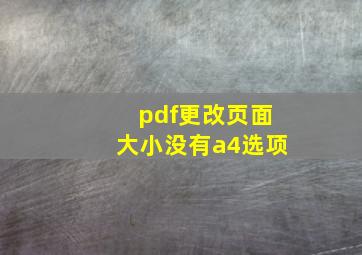 pdf更改页面大小没有a4选项