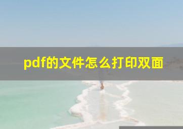 pdf的文件怎么打印双面