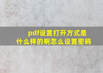 pdf设置打开方式是什么样的啊怎么设置密码