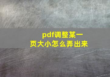 pdf调整某一页大小怎么弄出来