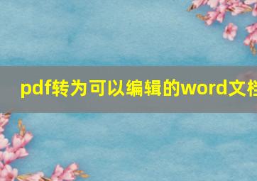 pdf转为可以编辑的word文档