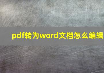 pdf转为word文档怎么编辑