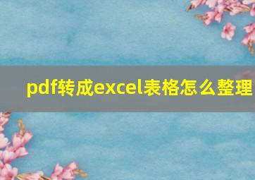 pdf转成excel表格怎么整理