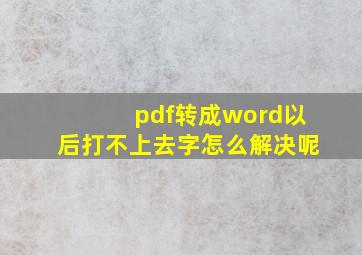 pdf转成word以后打不上去字怎么解决呢