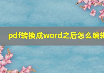 pdf转换成word之后怎么编辑