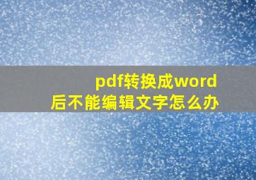 pdf转换成word后不能编辑文字怎么办