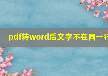 pdf转word后文字不在同一行