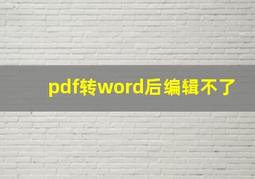 pdf转word后编辑不了