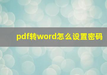 pdf转word怎么设置密码