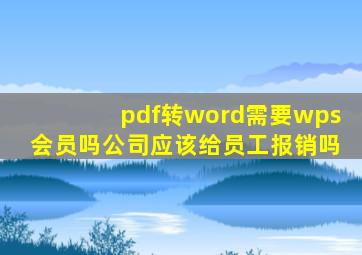 pdf转word需要wps会员吗公司应该给员工报销吗