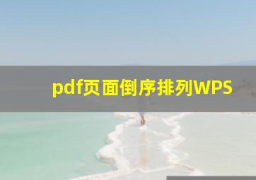 pdf页面倒序排列WPS