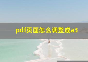 pdf页面怎么调整成a3