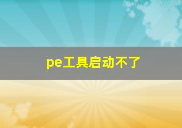 pe工具启动不了