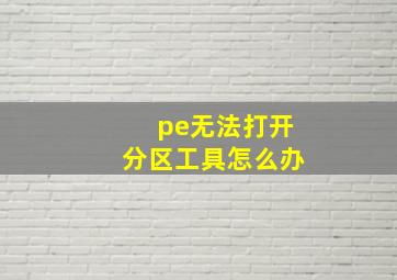 pe无法打开分区工具怎么办