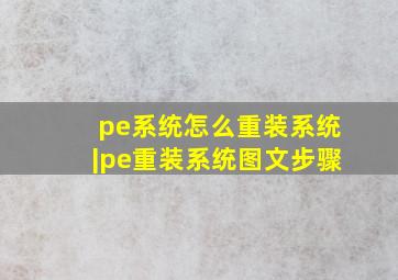 pe系统怎么重装系统|pe重装系统图文步骤