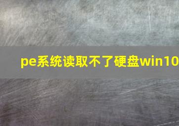 pe系统读取不了硬盘win10