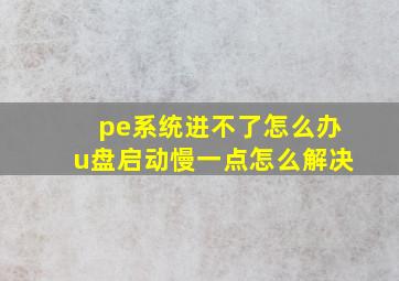 pe系统进不了怎么办u盘启动慢一点怎么解决