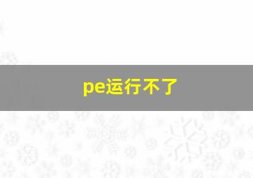 pe运行不了