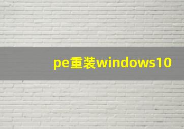 pe重装windows10