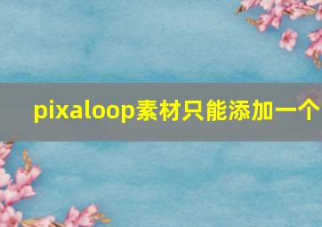 pixaloop素材只能添加一个