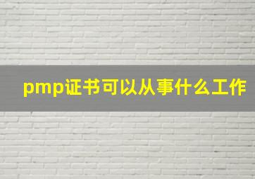 pmp证书可以从事什么工作